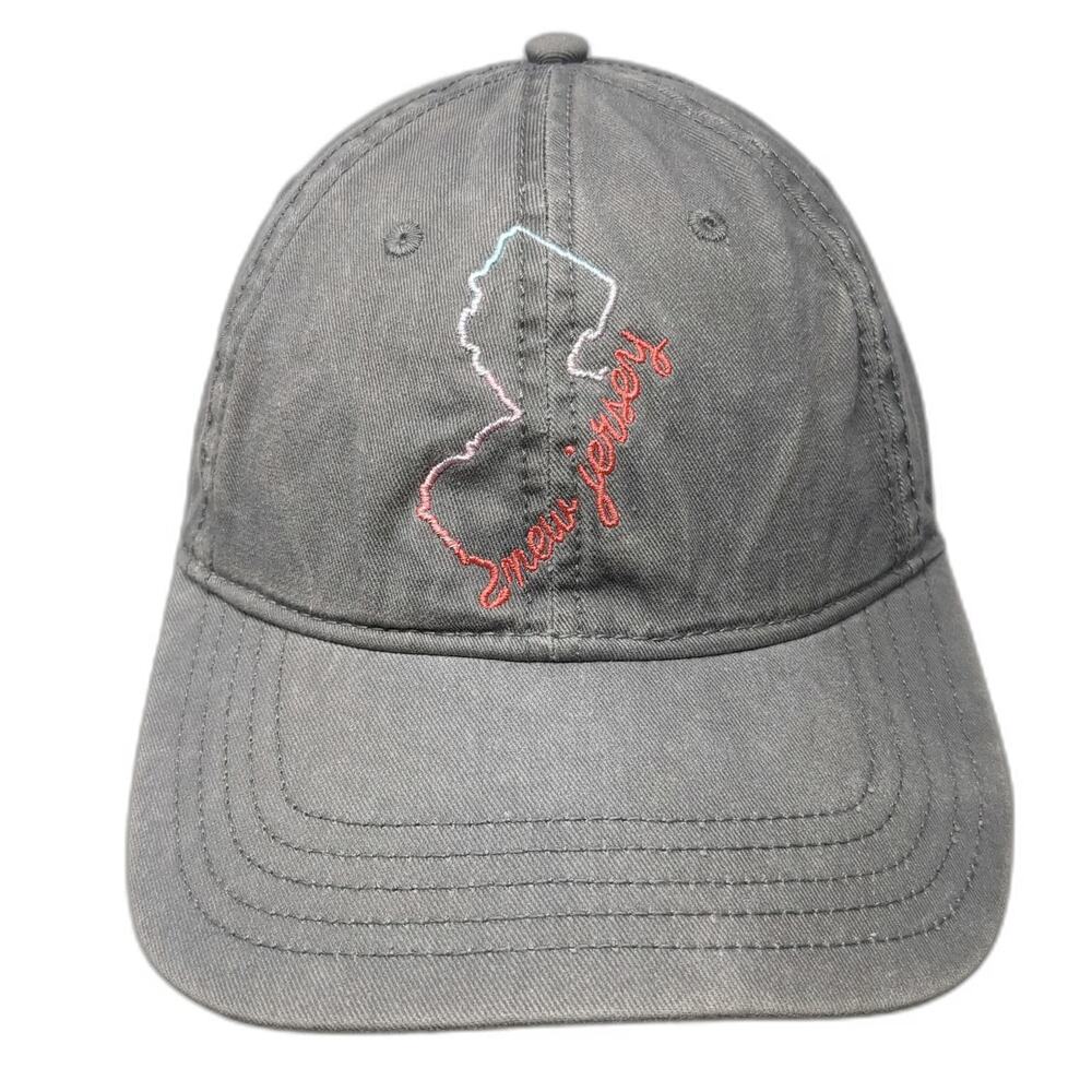 Home Free New Jersey State Outline Gray Baseball Cap Hat One Size Slideback